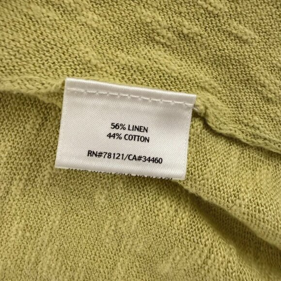 Eileen Fisher Open Front Cardigan Size XS Linen Blend Slub Knit Chartreuse - Picture 9 of 11